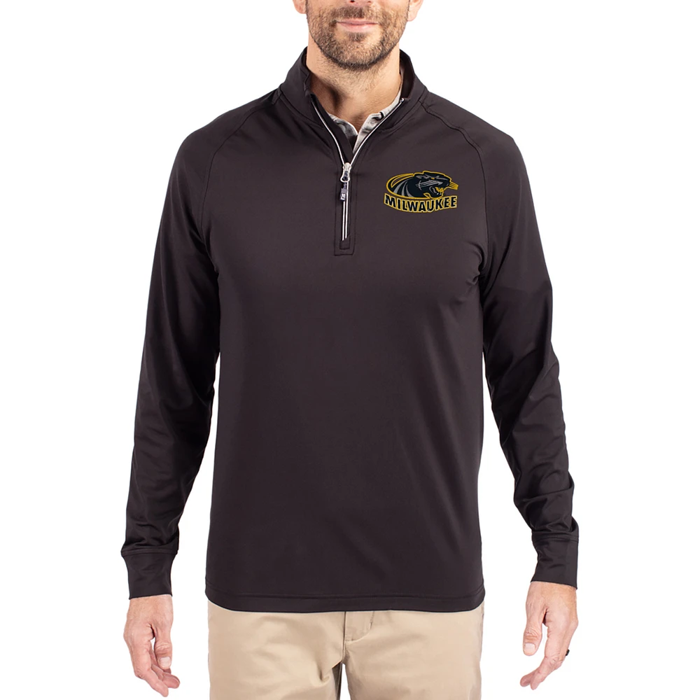 Men's Cutter & Buck Wisconsin-Milwaukee Panthers Adapt Eco Knit Stretch Recycled Quarter-Zip Pullover