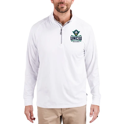Men's Cutter & Buck UNC Wilmington Seahawks Adapt Eco Knit Stretch Recycled Quarter-Zip Pullover