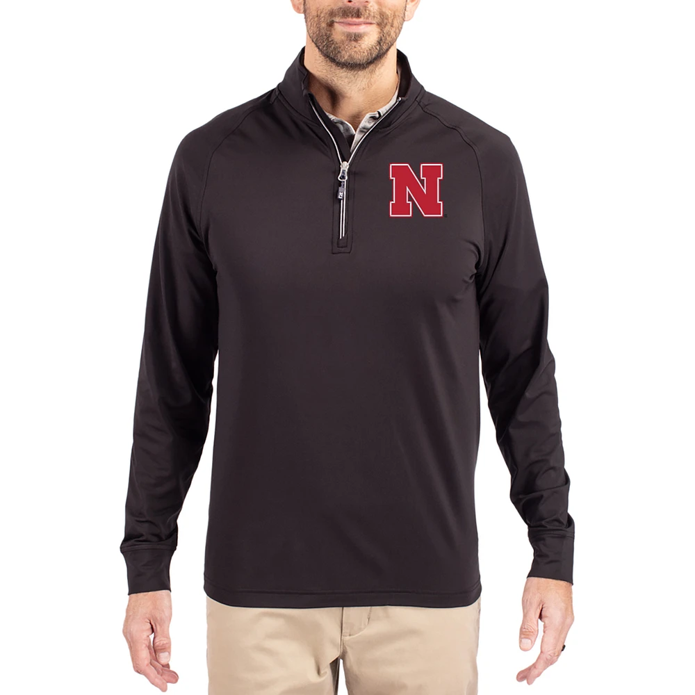 Men's Cutter & Buck Nebraska Huskers Adapt Eco Knit Stretch Recycled Quarter-Zip Pullover