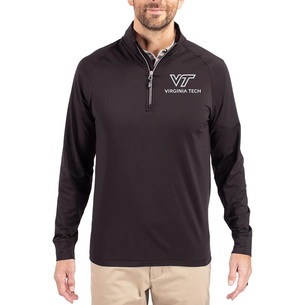 Men's Cutter & Buck Virginia Tech Hokies Adapt Eco Knit Stretch Recycled Quarter-Zip Pullover