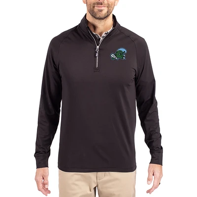 Men's Cutter & Buck Tulane Green Wave Adapt Eco Knit Stretch Recycled Quarter-Zip Pullover