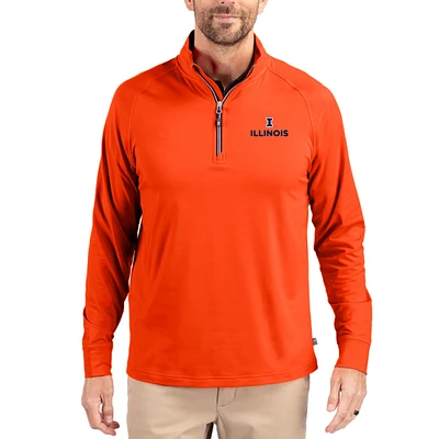 Men's Cutter & Buck Illinois Fighting Illini Adapt Eco Knit Stretch Recycled Quarter-Zip Pullover