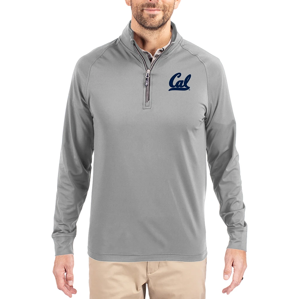 Men's Cutter & Buck Cal Bears Adapt Eco Knit Stretch Recycled Quarter-Zip Pullover