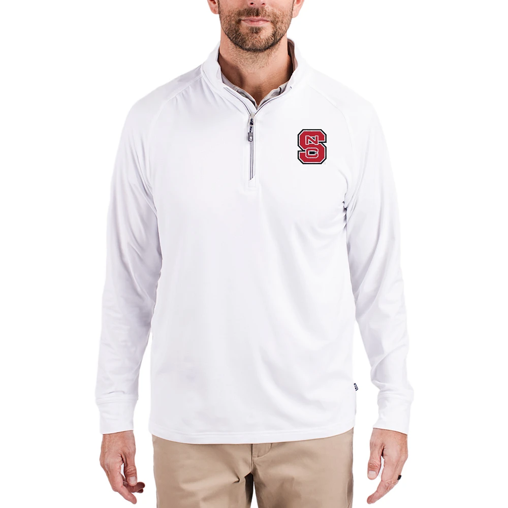 Men's Cutter & Buck NC State Wolfpack Adapt Eco Knit Stretch Recycled Quarter-Zip Pullover