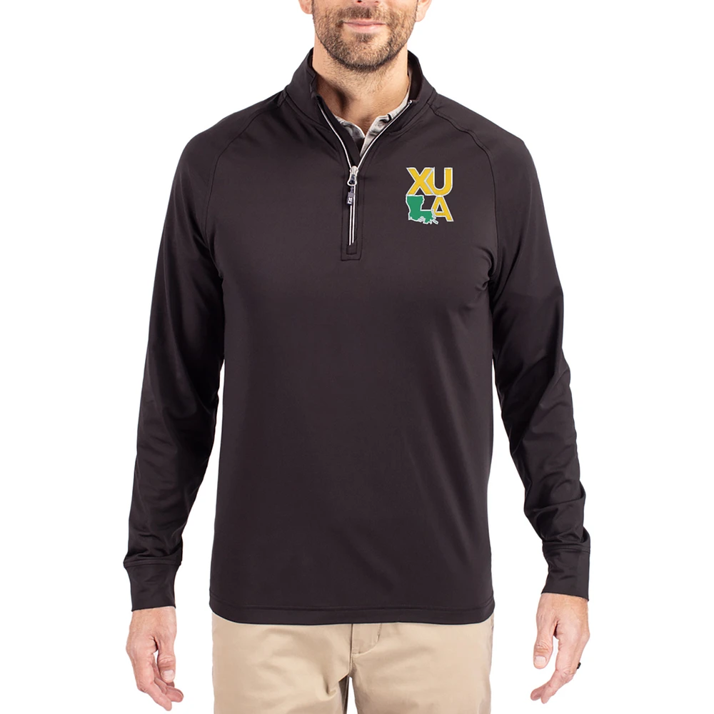 Men's Cutter & Buck Xavier University of Louisiana Gold Rush Adapt Eco Knit Stretch Recycled Quarter-Zip Pullover