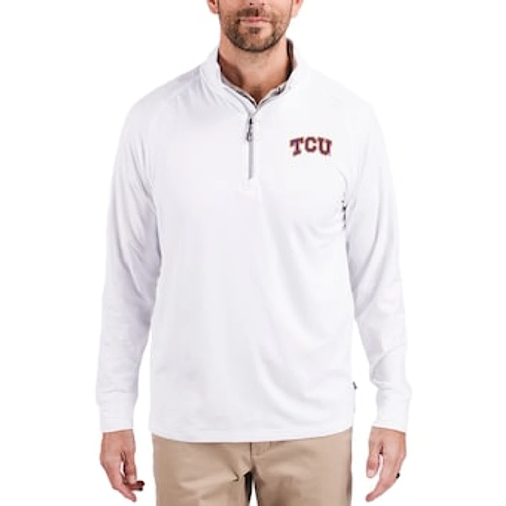 Men's Cutter & Buck TCU Horned Frogs Adapt Eco Knit Stretch Recycled Quarter-Zip Pullover
