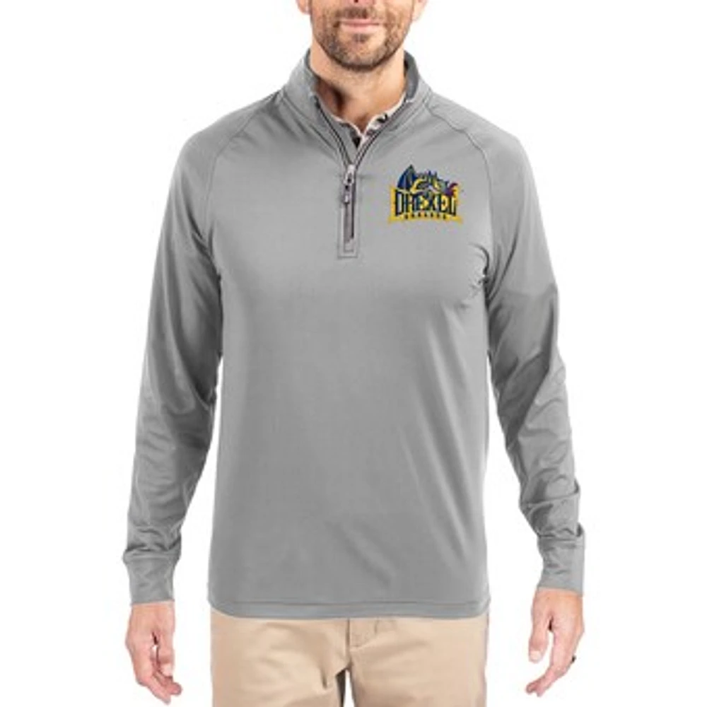Men's Cutter & Buck Drexel Dragons Adapt Eco Knit Stretch Recycled Quarter-Zip Pullover