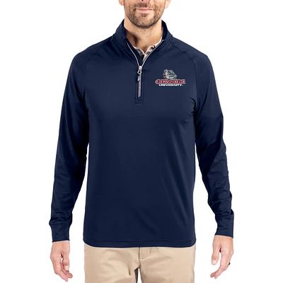 Men's Cutter & Buck Navy Gonzaga Bulldogs Adapt Eco Knit Stretch Recycled Quarter-Zip Pullover