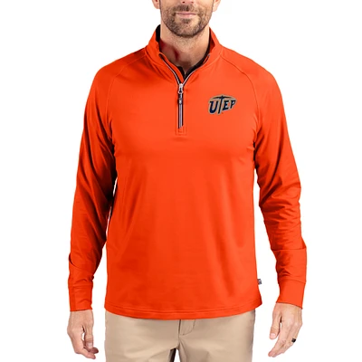 Men's Cutter & Buck UTEP Miners Adapt Eco Knit Stretch Recycled Quarter-Zip Pullover