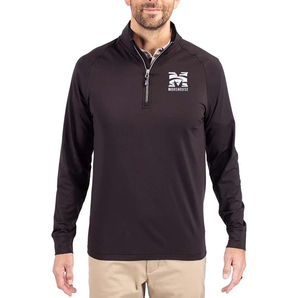 Men's Cutter & Buck Morehouse Maroon Tigers Adapt Eco Knit Stretch Recycled Quarter-Zip Pullover