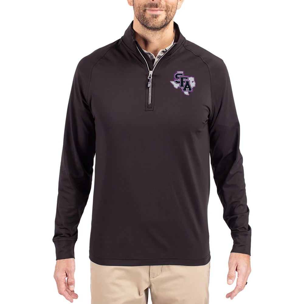 Men's Cutter & Buck Stephen F Austin Lumberjacks Adapt Eco Knit Stretch Recycled Quarter-Zip Pullover