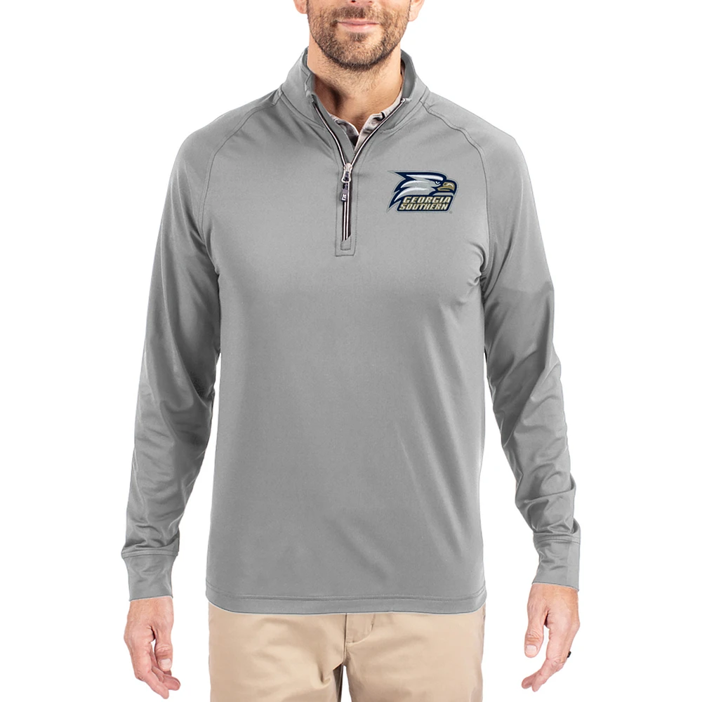 Men's Cutter & Buck Gray Georgia Southern Eagles Adapt Eco Knit Stretch Recycled Quarter-Zip Pullover