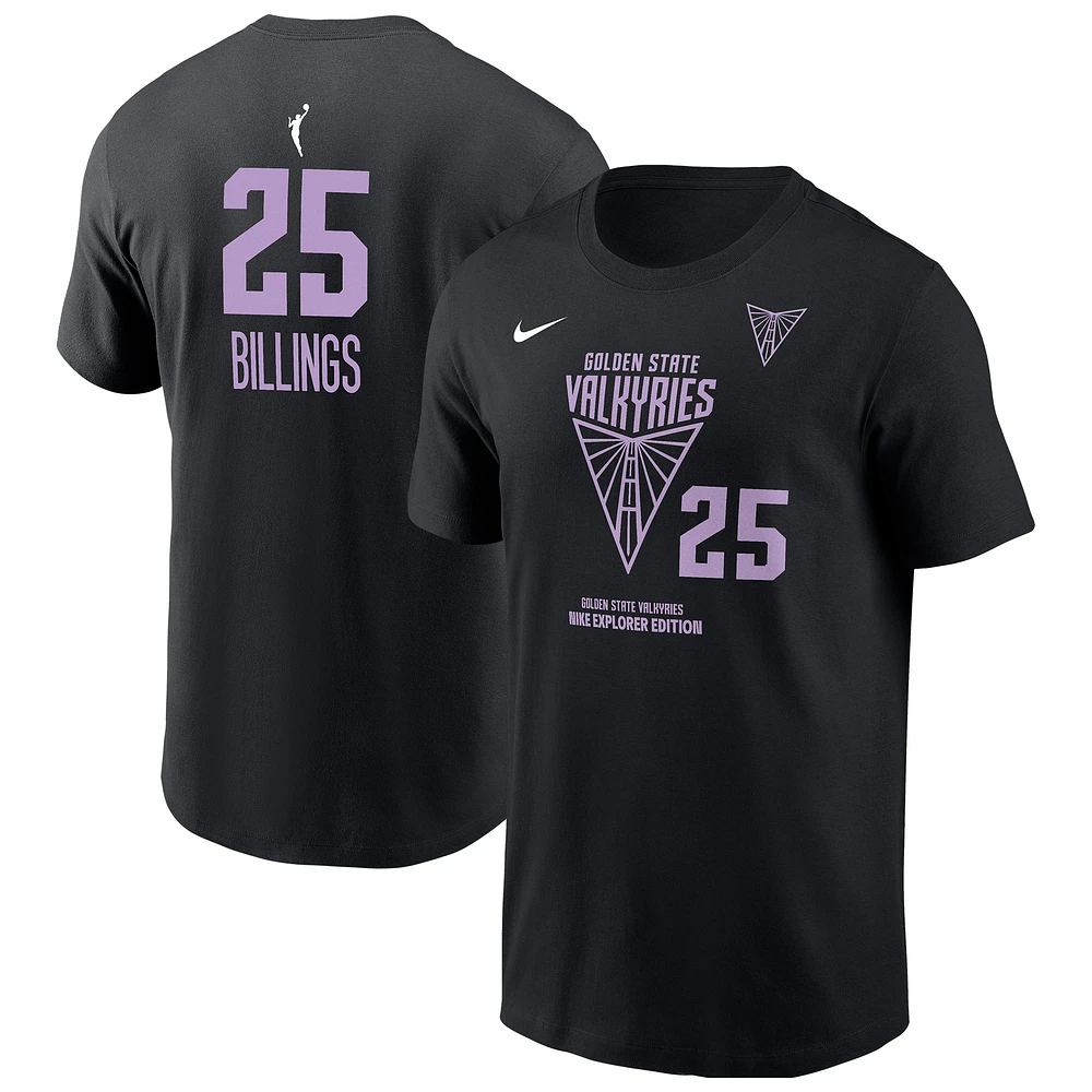 Men's Nike Monique Billings Eclipse Black Golden State Valkyries Explorer Edition Name & Number T-Shirt