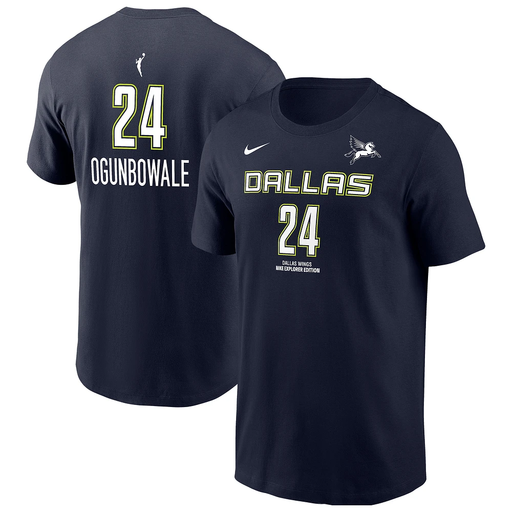 Men's Nike Arike Ogunbowale Navy Dallas Wings Explorer Edition Name & Number T-Shirt