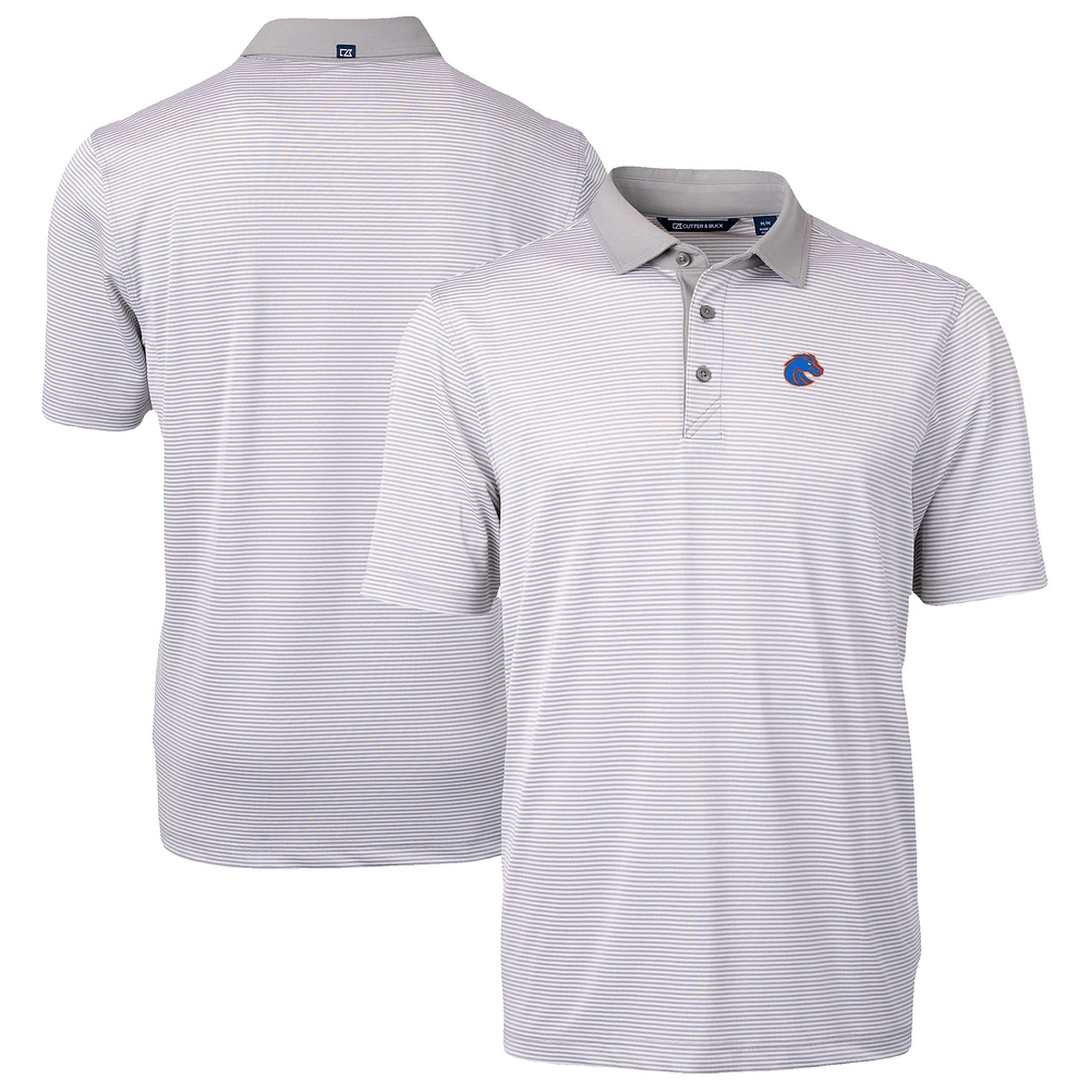 Men's Cutter & Buck Gray/White Boise State Broncos DryTec Virtue Eco Pique Recycled Polo