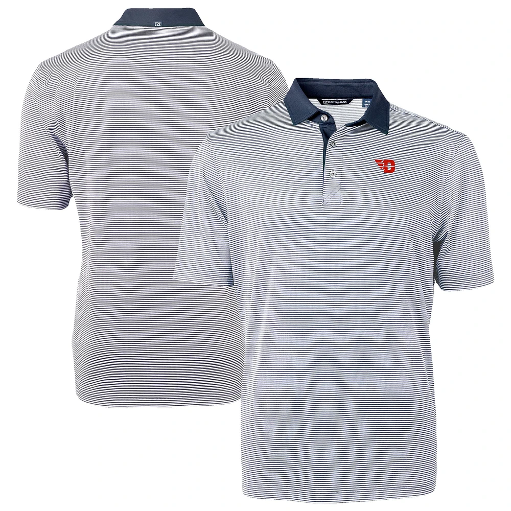 Men's Cutter & Buck Navy/White Dayton Flyers DryTec Virtue Eco Pique Recycled Polo
