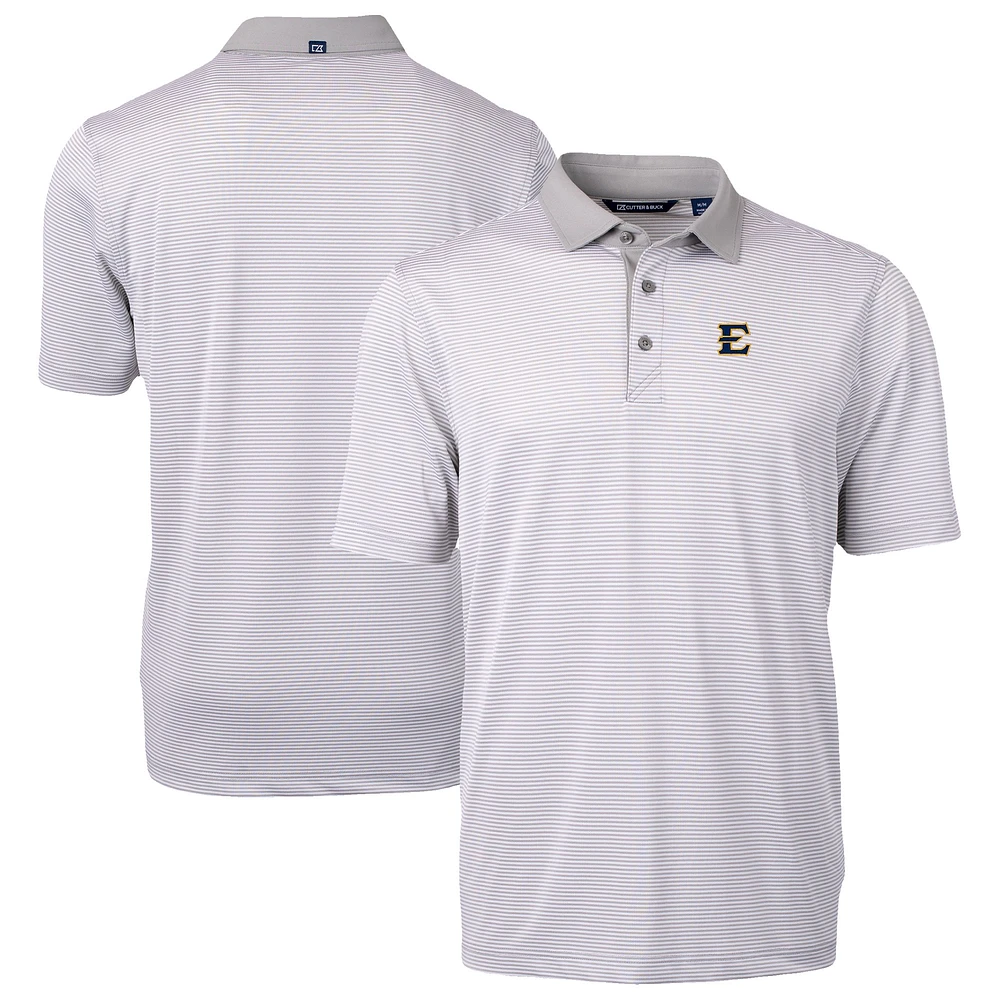 Men's Cutter & Buck Gray/White ETSU Buccaneers DryTec Virtue Eco Pique Recycled Polo