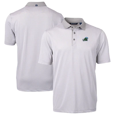 Men's Cutter & Buck Gray/White Tulane Green Wave DryTec Virtue Eco Pique Recycled Polo