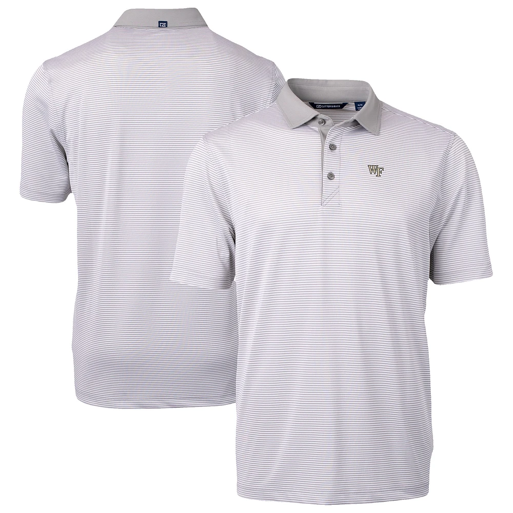 Men's Cutter & Buck Gray/White Wake Forest Demon Deacons DryTec Virtue Eco Pique Recycled Polo