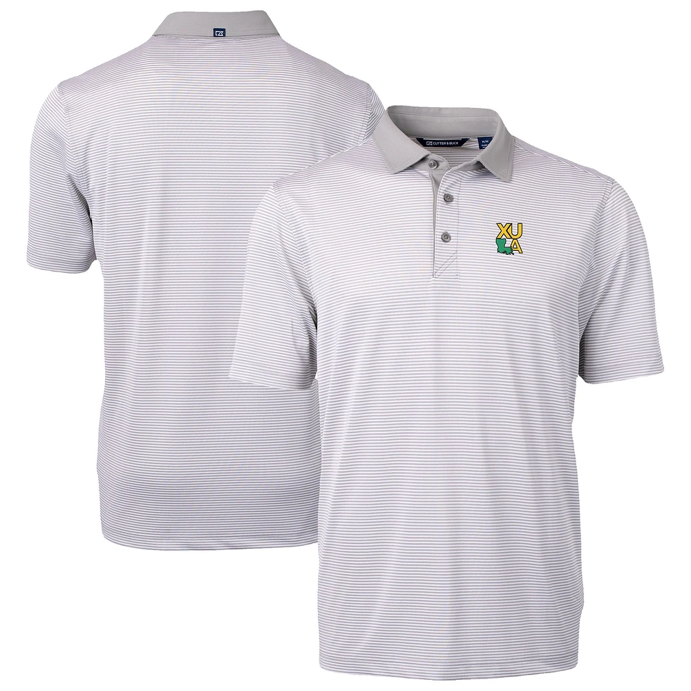 Men's Cutter & Buck Gray/White Xavier University of Louisiana Gold Rush DryTec Virtue Eco Pique Recycled Polo