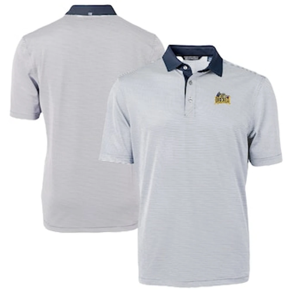 Men's Cutter & Buck Navy/White Drexel Dragons DryTec Virtue Eco Pique Recycled Polo
