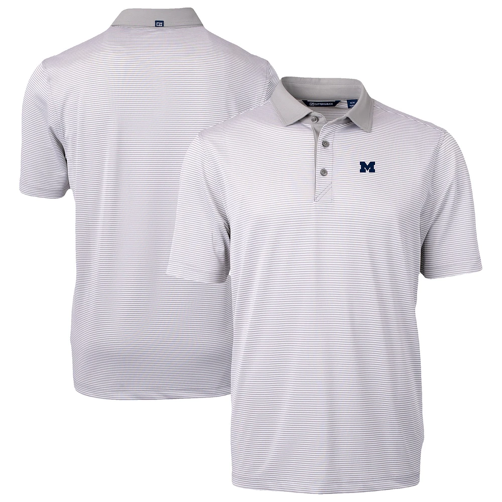 Men's Cutter & Buck Gray/White Michigan Wolverines DryTec Virtue Eco Pique Recycled Polo