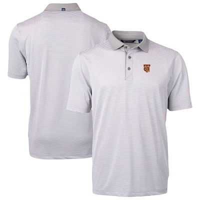 Men's Cutter & Buck Gray/White Tuskegee Golden Tigers DryTec Virtue Eco Pique Recycled Polo