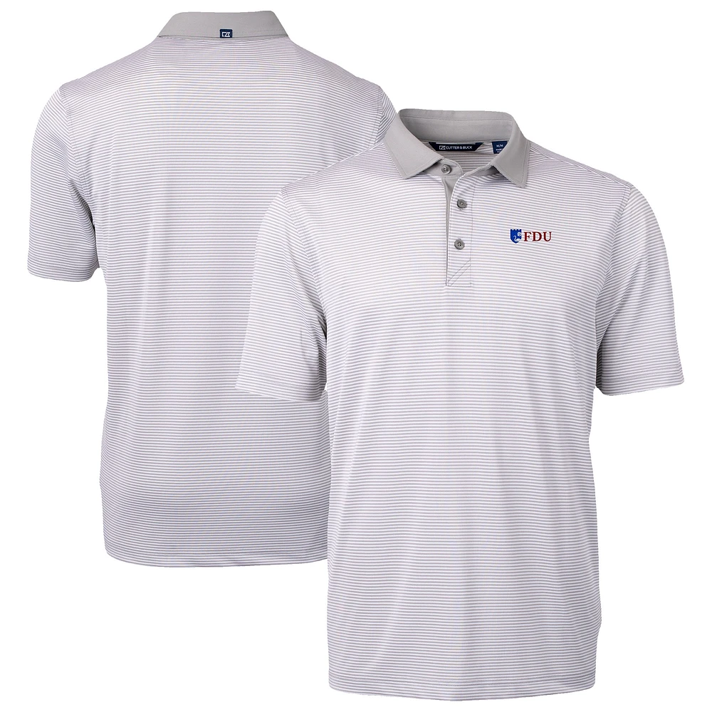 Men's Cutter & Buck Gray/White Fairleigh Dickinson Knights DryTec Virtue Eco Pique Recycled Polo