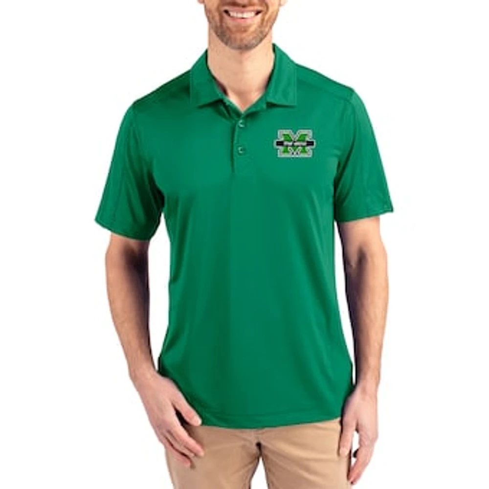 Men's Cutter & Buck Kelly Green Marshall Thundering Herd Prospect Eco Textured Stretch Recycled Polo