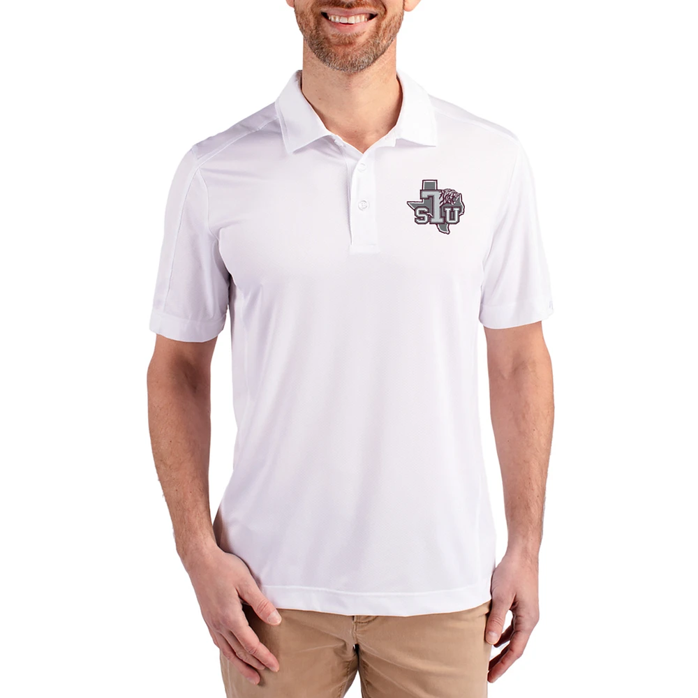 Men's Cutter & Buck White Texas Southern Tigers Prospect Eco Textured Stretch Recycled Polo