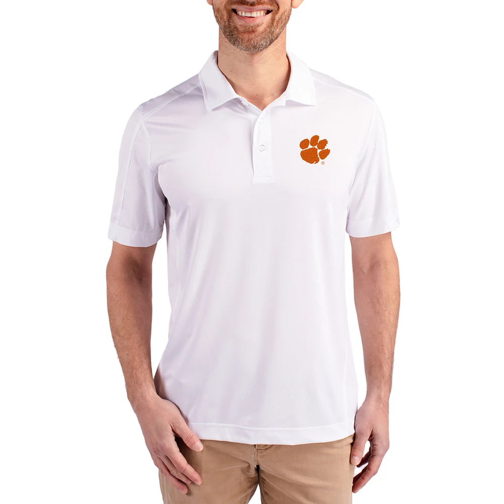 Men's Cutter & Buck Clemson Tigers Prospect Eco Textured Stretch Recycled Polo