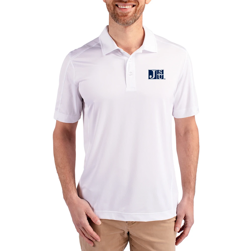 Men's Cutter & Buck Jackson State Tigers Prospect Eco Textured Stretch Recycled Polo