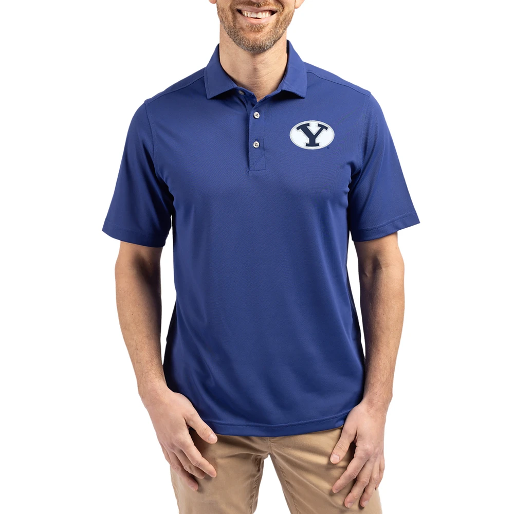 Men's Cutter & Buck Blue BYU Cougars Virtue Eco Pique Recycled Polo