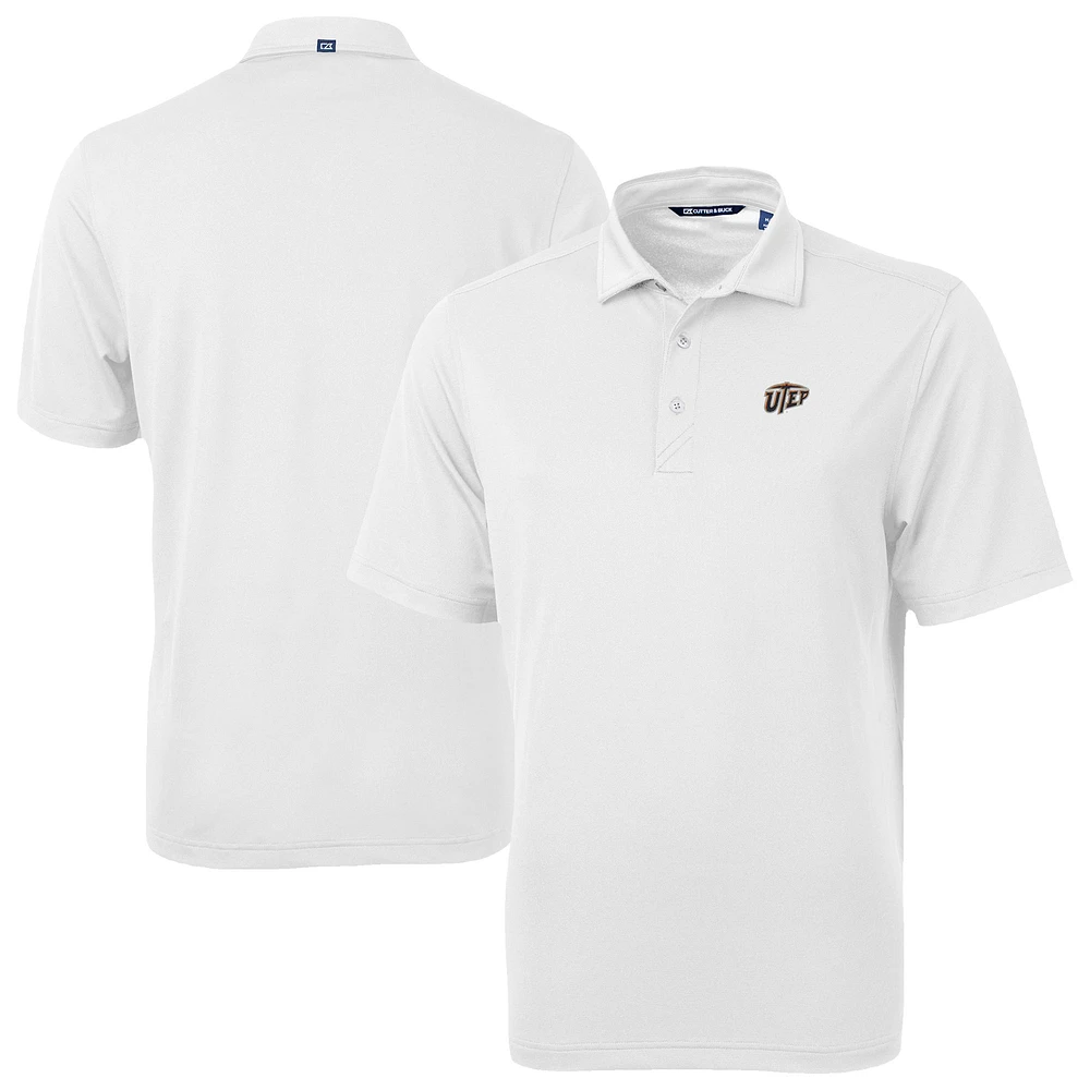 Men's Cutter & Buck White UTEP Miners Virtue Eco Pique Recycled Polo