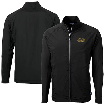 Men's Cutter & Buck Black Wisconsin-Milwaukee Panthers Adapt Eco Knit Hybrid Recycled Full-Zip Jacket