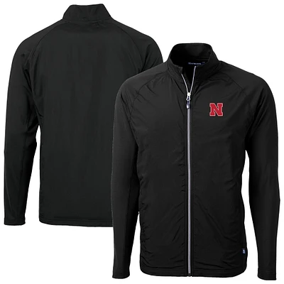 Men's Cutter & Buck Nebraska Huskers Adapt Eco Knit Hybrid Recycled Full-Zip Jacket