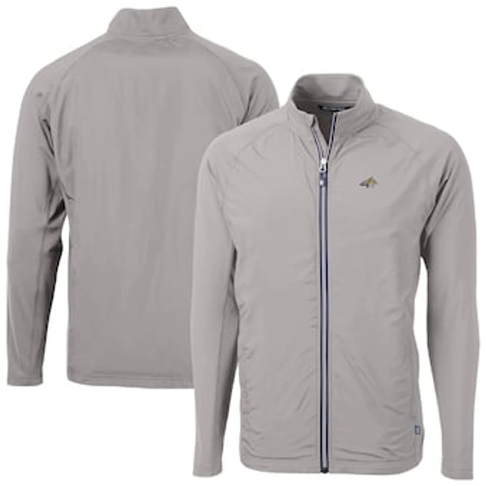 Men's Cutter & Buck Gray Montana State Bobcats Adapt Eco Knit Hybrid Recycled Full-Zip Jacket