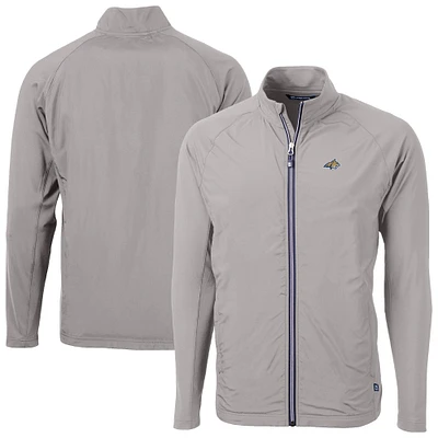 Men's Cutter & Buck Gray Montana State Bobcats Adapt Eco Knit Hybrid Recycled Full-Zip Jacket