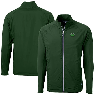 Men's Cutter & Buck Hunter Green Marshall Thundering Herd Adapt Eco Knit Hybrid Recycled Full-Zip Jacket