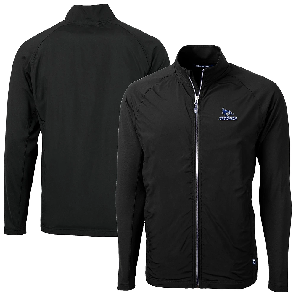Men's Cutter & Buck Black Creighton Bluejays Adapt Eco Knit Hybrid Recycled Full-Zip Jacket