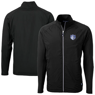 Men's Cutter & Buck Black Saint Louis Billikens Adapt Eco Knit Hybrid Recycled Full-Zip Jacket