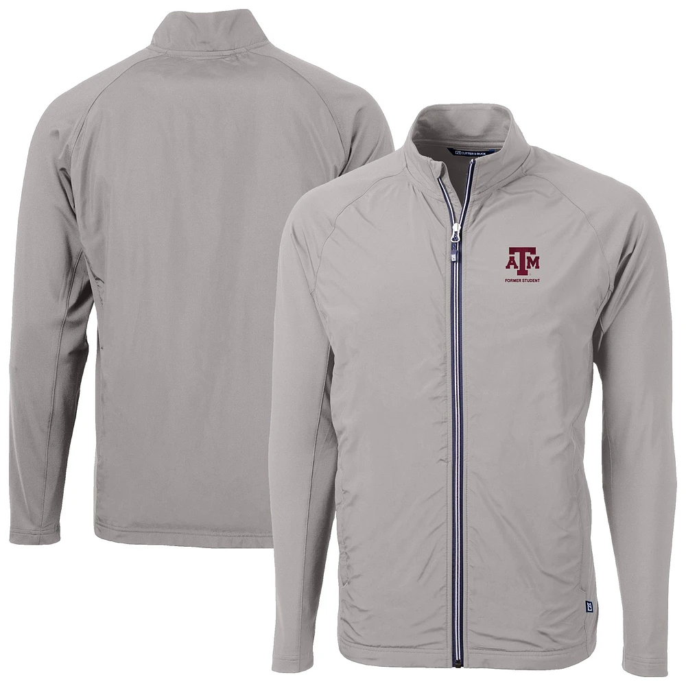 Men's Cutter & Buck Gray Texas A&M Aggies Adapt Eco Knit Hybrid Recycled Full-Zip Jacket
