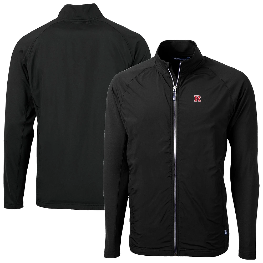 Men's Cutter & Buck Black Rutgers Scarlet Knights Adapt Eco Knit Hybrid Recycled Full-Zip Jacket