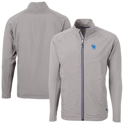 Men's Cutter & Buck Gray Kentucky Wildcats Adapt Eco Knit Hybrid Recycled Full-Zip Jacket