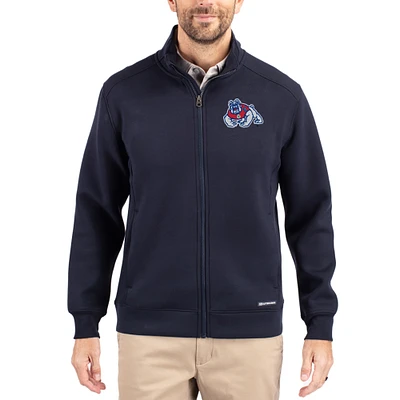 Men's Cutter & Buck Navy Fresno State Bulldogs Roam Eco Recycled Full-Zip Jacket