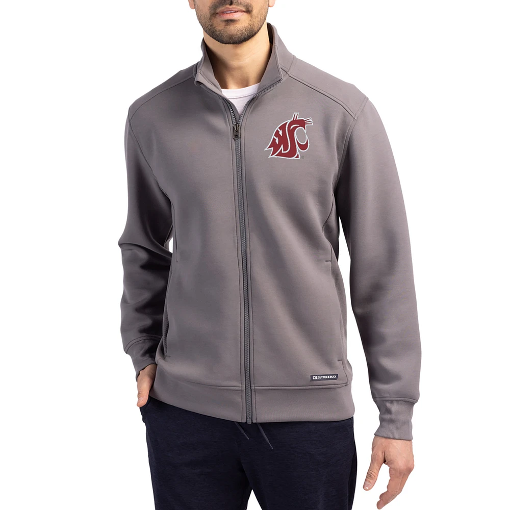 Men's Cutter & Buck Gray Washington State Cougars Roam Eco Recycled Full-Zip Jacket