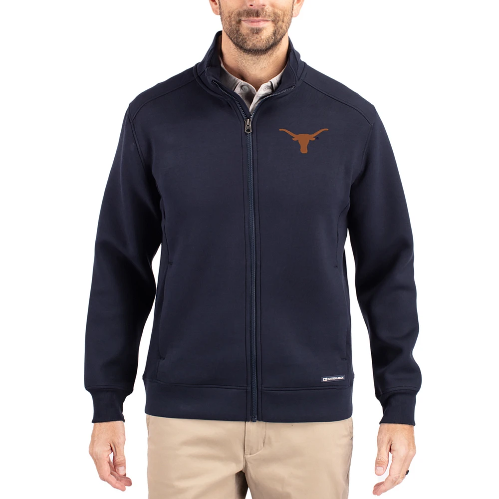 Men's Cutter & Buck Navy Texas Longhorns Roam Eco Recycled Full-Zip Jacket