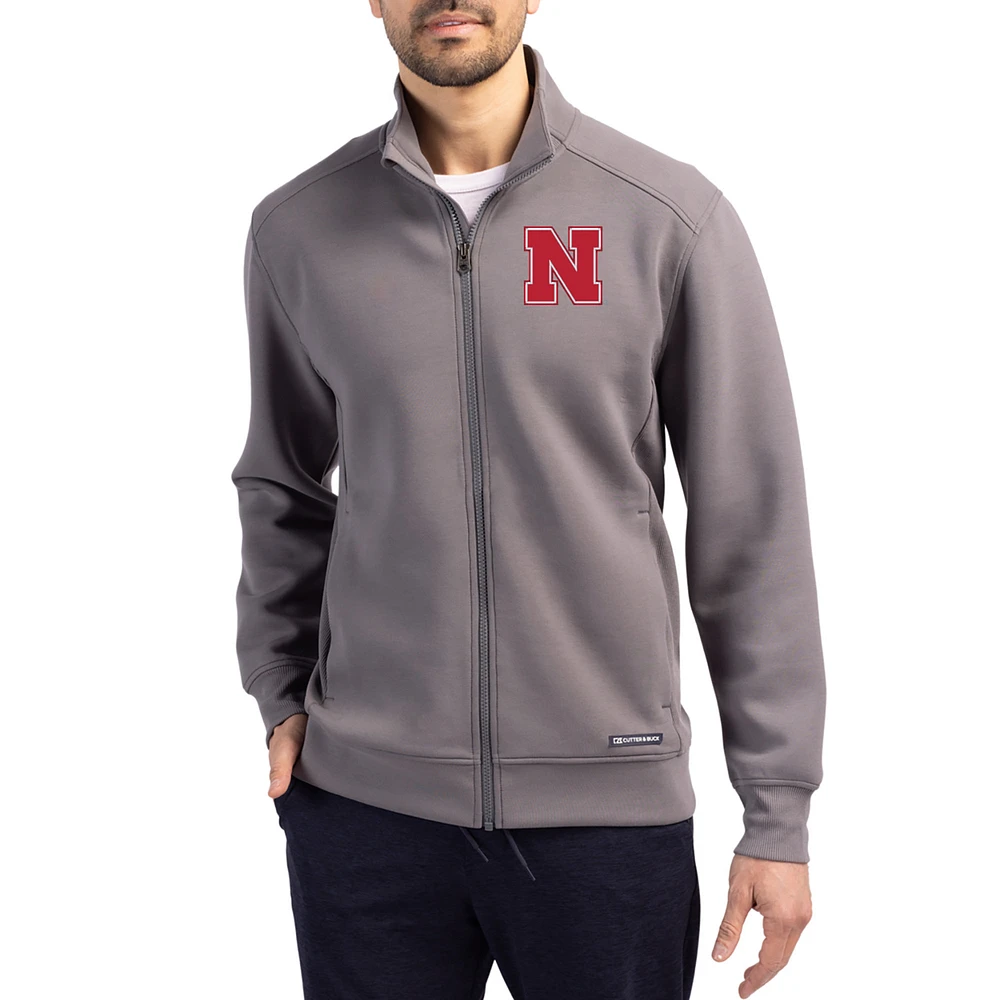 Men's Cutter & Buck Gray Nebraska Huskers Roam Eco Recycled Full-Zip Jacket
