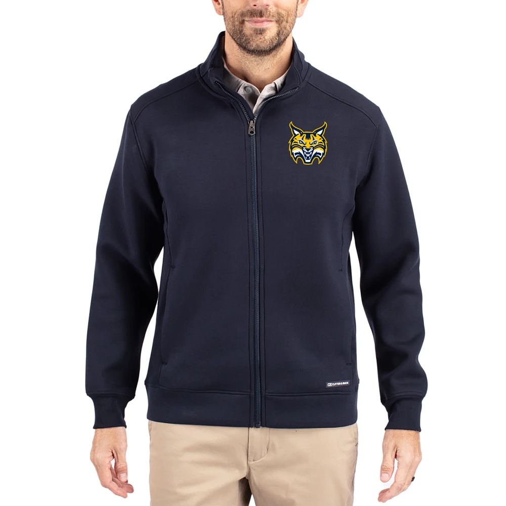 Men's Cutter & Buck Navy Quinnipiac Bobcats Roam Eco Recycled Full-Zip Jacket