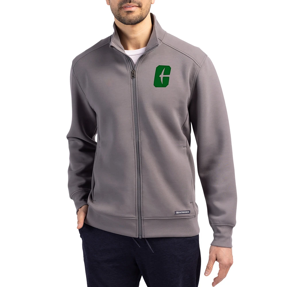 Men's Cutter & Buck Gray Charlotte 49ers Roam Eco Recycled Full-Zip Jacket